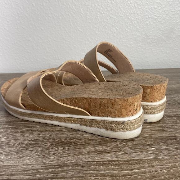Lauren Blakwell Cindy Tan Cork Platform Sandals Womens 9.5 Slip-On Strappy Shoes - Picture 9 of 11